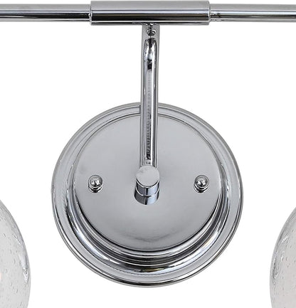 JONATHAN Y 24" Chrome Shirley 3-Light Bathroom Vanity Light, Metal Wall Sconce, Clear Seeded Glass Shade, Modern Transitional Farmhouse Fixture, LED Bulbs Included (JYL7405A)
