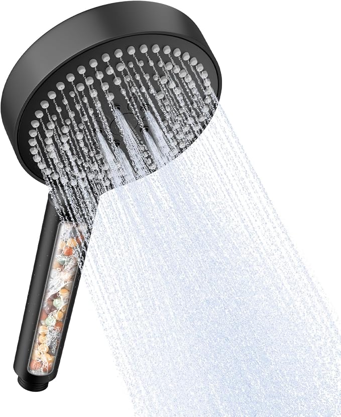 OFFO Handheld Shower Head with Filter, 20 Stage Shower Head with Filters for Hard Water, 6 Modes High Pressure Shower Head to Remove Chlorine, Matte Black