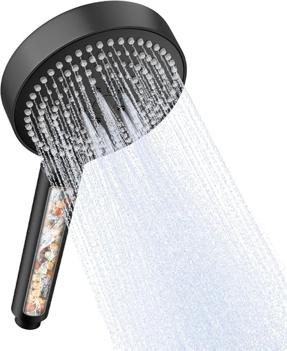 OFFO Handheld Shower Head with Filter, 20 Stage Shower Head with Filters for Hard Water, 6 Modes High Pressure Shower Head to Remove Chlorine, Matte Black