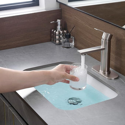 Brushed Nickel Bathroom Faucet Single Hole Single Handle Vanity Faucet Modern Sink RV Bathroom Faucet with Pop-up Drain for 1 - or 3 Hole Sink (Brushed Nickel)