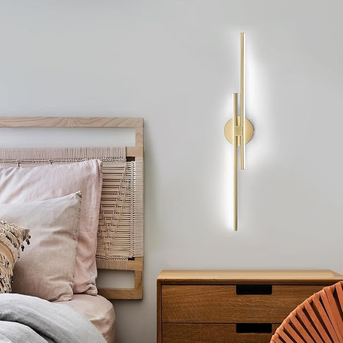 EDISLIVE Dimmable Modern LED Vanity Light Fixtures Bathroom Vanity Wall Lighting, 31.5 in Mirror Vanity Lighting Fixtures for Bathroom Bedroom Makeup Living Room, Gold