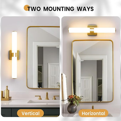 Bathroom Vanity Light Fixtures Over Mirror - 22.8 Inch Gold Bathroom Light Fixtures with Acrylic Shade 18W Dimmable 5CCT LED Vanity Light Modern Bathroom Sconces