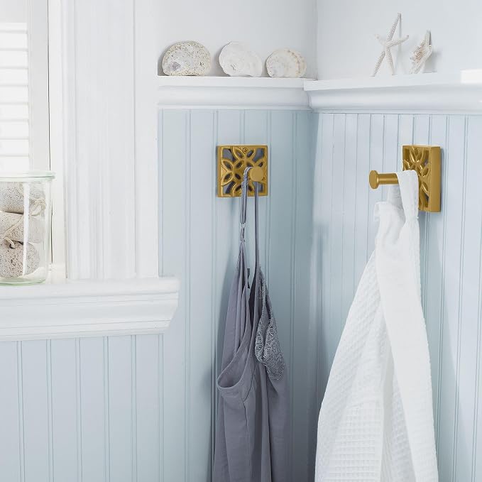 Autumn Alley 5-Piece Bathroom Hardware Set – Antique Gold (Muted, Brushed Finish – Not Shiny), Wall Mounted Towel Bar, Towel Ring, Toilet Paper Holder & Robe Hooks, Bathroom Accessories Set Complete