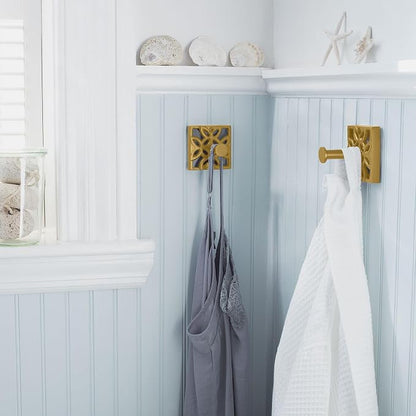 Autumn Alley 5-Piece Bathroom Hardware Set – Antique Gold (Muted, Brushed Finish – Not Shiny), Wall Mounted Towel Bar, Towel Ring, Toilet Paper Holder & Robe Hooks, Bathroom Accessories Set Complete