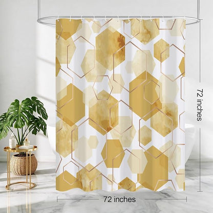 Litabel Yellow Shower Curtain for Bathroom, Geometric Bathroom Decor 72x72 | Yellow Modern Minimalist Shower Curtains, Geometric Art Print Abstract Waterproof Bathroom Curtain
