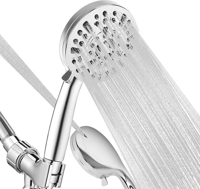 Shower Head,10 mode High Pressure shower head with handheld, Anti-clog Nozzles, Built-in 2 Power Wash to Clean Tub, Tile & Pets, High Flow Hand Held Shower Head, Leakproof 59 Inch Hose&Metal Bracket