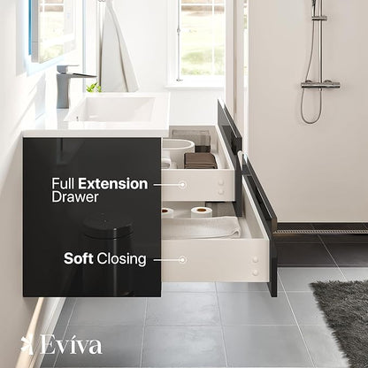 Eviva Joy 40 in. Black Wall MountSingle Sink Bath Vanity with Porcelain Top and Integrated Sink