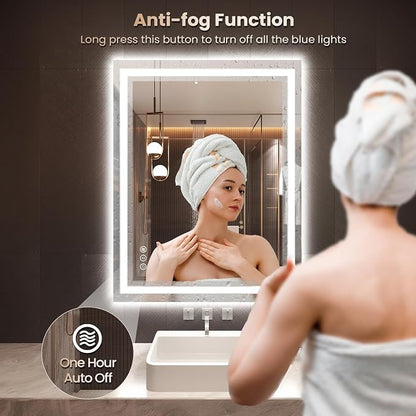Snowdool 36 x 36 in LED Bathroom Mirror, Front and Backlit, Anti-Fog | Front and Backlit, 3 Color Temperatures, Anti-Fog, Tempered Glass