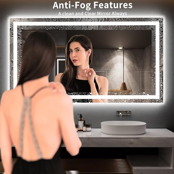 LOAAO 72X40 LED Bathroom Mirror with Lights, UL Listed | Anti-Fog, Dimmable, 3 Color Temperature, Backlit + Front Lit, Memory Function, Tempered Glass