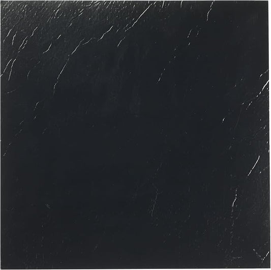 Nexus Self Adhesive 12-Inch Vinyl Floor Tiles, 20 Tiles - 12" x 12", Black Pattern - Peel & Stick, DIY Flooring for Kitchen, Dining Room, Bedrooms & Bathrooms by Achim Home Decor