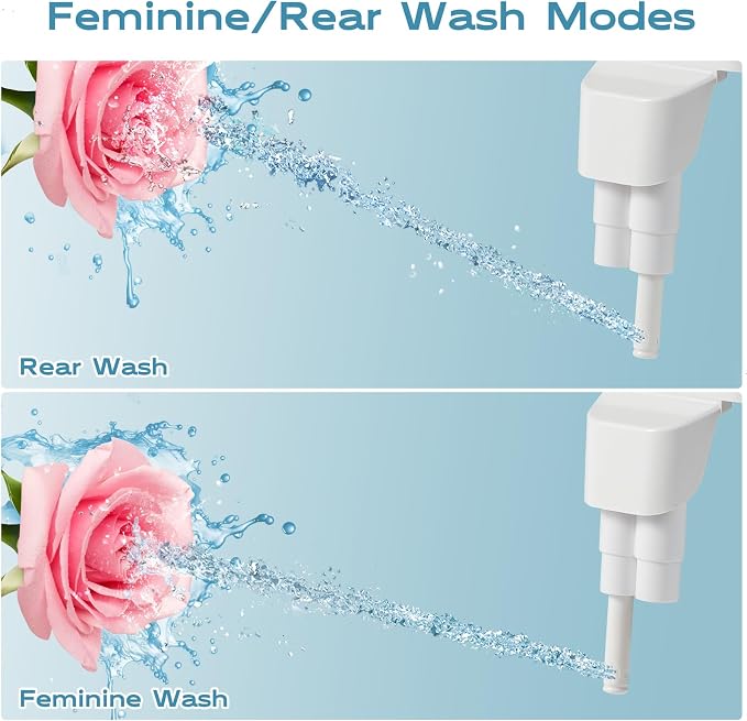 Warm Water bidet, Dual Nozzle Non-Electric Hot and Cold Bidet Attachment for Toilet, Adjustable Pressure with Rear and Feminine Wash Bidet Toilet Seat Attachment (White Warm Bidet)