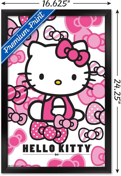 Trends International Hello Kitty - Bows Wall Poster, 14.725" x 22.375", Black Framed Version