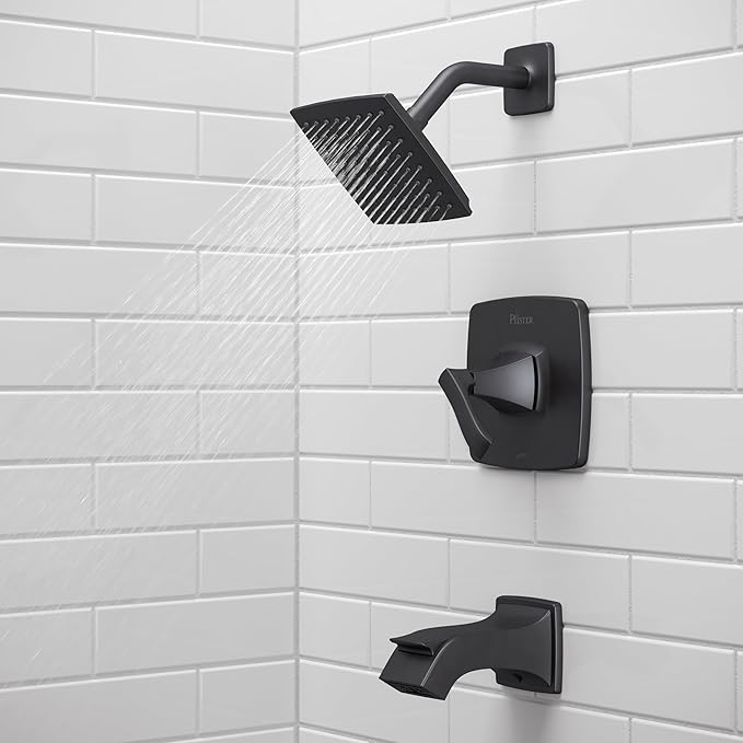 Pfister Venturi Tub & Shower Trim Kit, Valve and Cartridge Included, 1-Handle, Matte Black Finish, 8P8WS2VNSB