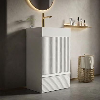 20 inch Bathroom Vanity with White Ceramic Sink, Bath Storage Cabinet with Soft-Closing Door and Drawer, Perfect for Small Space, Powder Room, Hotel, Matte White