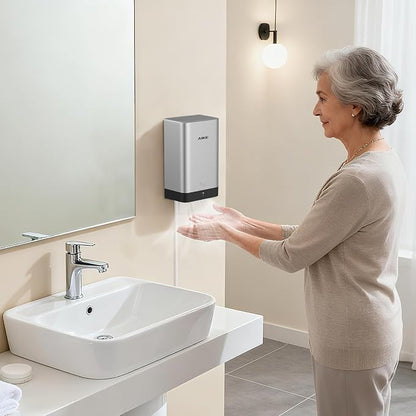 AIKE Compact Hand Dryer for Bathroom, ABS Polycarbonate 110V Silver,AK2822 | High Speed Slim Blade Hand Dryer,Plug-in Easy Install and Compact Design,Smart Warm for Home Bathroom,No Paper Waste and Cost