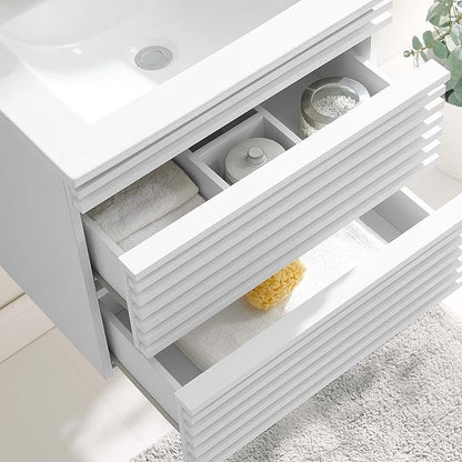 Modway Render 24" Wall-Mount Bathroom Vanity in White White