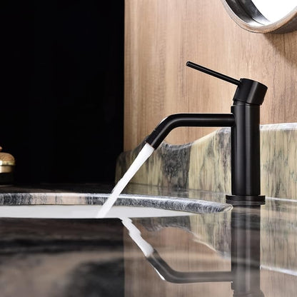 Oil Rubbed Bronze Bathroom Faucet Single Hole, Single Handle Bronze Sink Faucet Bathroom with Pop Up Drain and Water Faucet Supply Lines