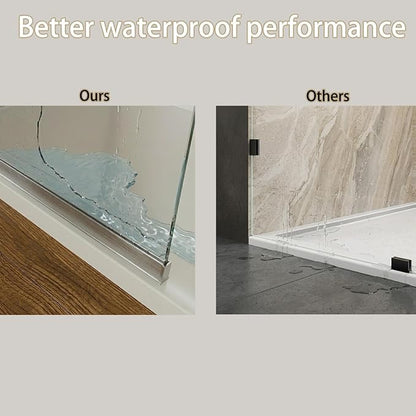 Shower Screen 36" x 76" Half Frameless Shower Wall Panel, Tempered Glass 3/8 inch, Easy to clean Coating, Fixed Glass Shower Door with Hardware (Brushed)