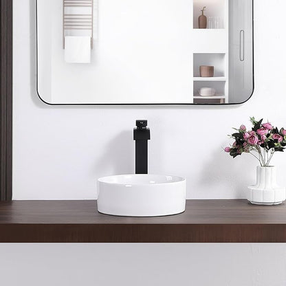 Bathroom Sink 12 Inch Round Vessel Sink Above Counter Porcelain Ceramic Small Sink Bowl Ceramic Vessel Sinks for Bathrooms Ideal for Small Space (12.2"x12.2"x4.3")