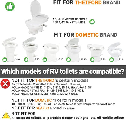 RV Bidet Toilet Seat Attachment, RV Bidet for Camper Toilet with Dual Nozzles, Self/Rear/Front Cleaning, Non-Electric, Adjustable Water Pressure, Fresh Water