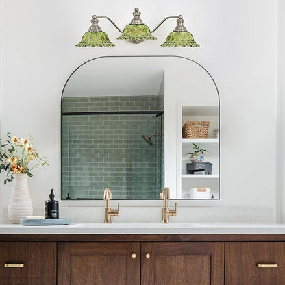 Brushed Nickel Green 3 Light Vanity Light Bathroom Light