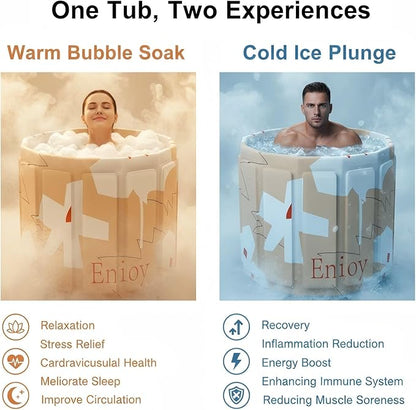 Portable Bathtub for Adult, Foldable Soaking Bathtub for Hot SPA&Ice Bath, Foldable Small Bathtub collapsible bathtub for Bathing, 6-layer Insulated portable tub,Space-Saving (yellow 31.5X26.6IN)