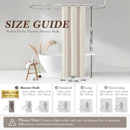Natural Linen Shower Curtain Farmhouse Bathroom Decor 36x72 Inches | Boho Bathroom Decor,12 Sturdy Stainless Steel Sliding Hangers,Rustic Country Style,Linen Shower Curtains for Bathroom