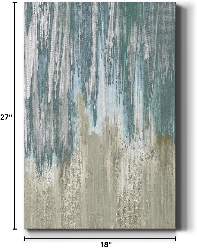 Renditions Gallery Canvas Wall Art Modern Paintings & Prints Decorations Blue Grey Waterfall Canvas Abstract Wall Hanging Artwork Prints for Bedroom Living Room Office - 18"x27" LT02