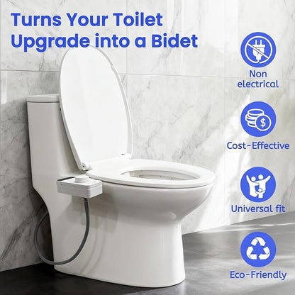 Ultra-Slim Bidet Attachment,Fresh Water Sprayer Non-Electric Toilet Bidet Attachment,Self-Cleaning Dual Nozzles with Adjustable Water Pressure for Rear & Female Washing