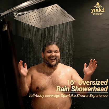 16 Inch Rain Shower Head,Rainfall Showerhead for Bathroom | All Metal 304 Stainless Steel with 324 Silicone Nozzel, Full Body Coverage,Ceiling Mount,Brushed Nickel