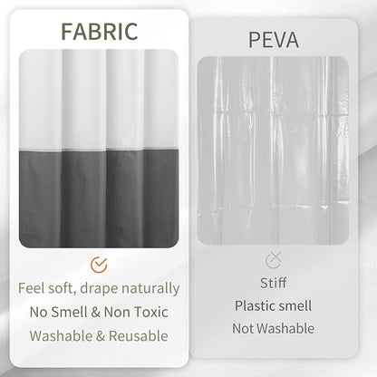 ALYVIA SPRING Waterproof Fabric Shower Curtain Liner White/Dark Gray, 72x72 | 3 Magnets, Soft Cloth & Hotel Quality, Machine Washable, Light-Weight, Standard Size