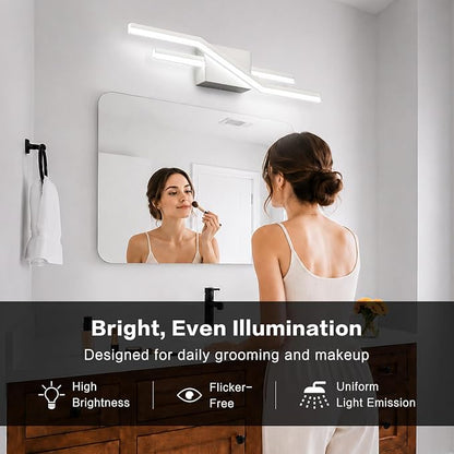 SOLFART Bathroom Light Fixtures Brushed Nickel 24 Inch Dimmable Vanity Lights Modern Led Lights for Bathroom