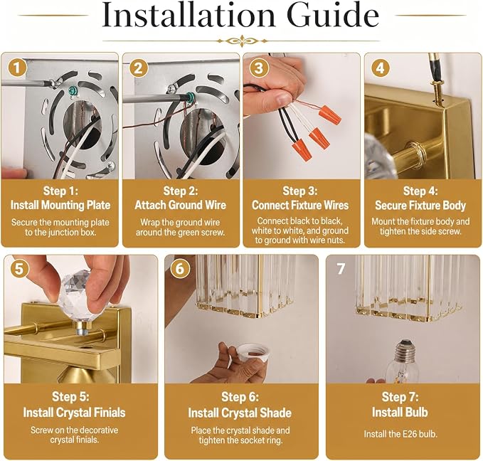 Lxybcce Modern 14In 2-Lights Bathroom Vanity Light, Crystal Bathroom Light Fixtures, Gold Vanity Light Fixtures Over Mirror, Easy Installation & Shadow-Free Illumination for Bathroom Mirror Decor