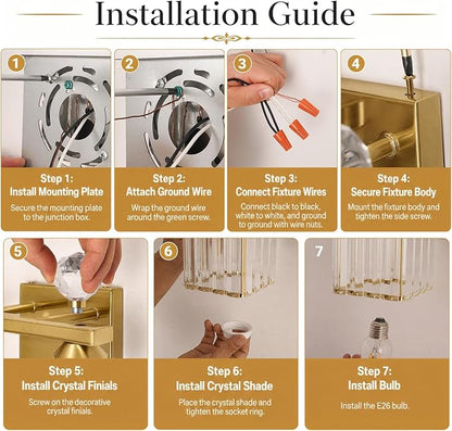 Lxybcce Modern 14In 2-Lights Bathroom Vanity Light, Crystal Bathroom Light Fixtures, Gold Vanity Light Fixtures Over Mirror, Easy Installation & Shadow-Free Illumination for Bathroom Mirror Decor