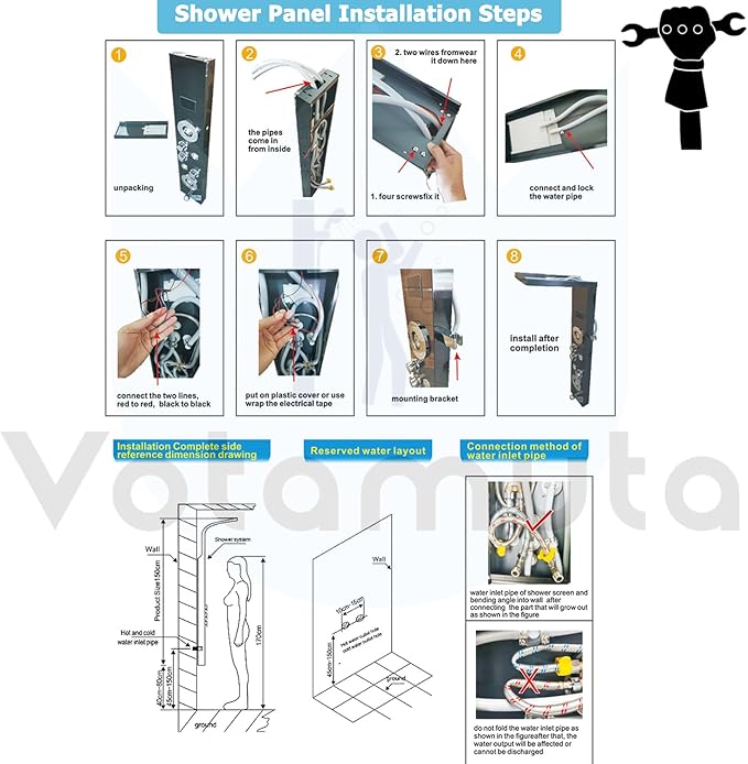 Black Shower Panel Modern Shower Tower System with Full Body Shower Jets System Handheld Spray Wall Mount Shower Panels Faucet