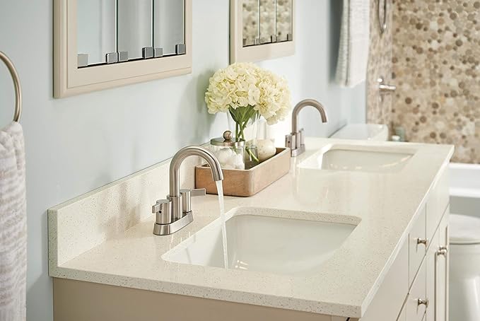 Peerless Precept Centerset Bathroom Faucet Brushed Nickel, Bathroom Sink Faucet, Drain Assembly, Brushed Nickel P299102LF-BN
