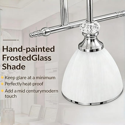 Vanity Lights for Bathroom Over Mirror, Elegant Wall Sconces with Milky White Hand-Painted Frosted Glass Shade, E26 Socket (Bulbs Not Included) (Polished Chrome, 4-Light)