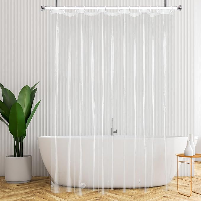 AooHome Thin Clear Shower Curtain Liner, Premium Light Weight EVA 4G Plastic Bathroom Shower Liner with Rustproof Metal Grommets and Bottom Magnets, 72x75 inch (No Hooks)