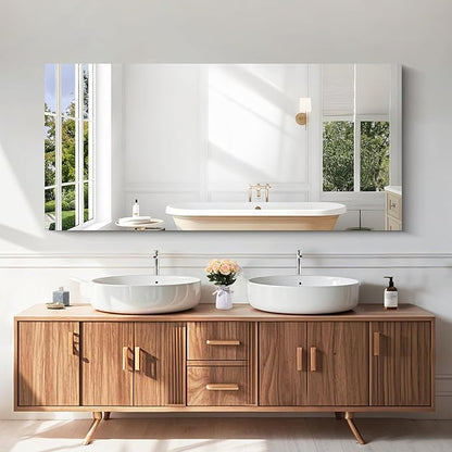 KOCUUY Frameless Mirror, 60"x28" Bathroom Mirror for Over Sink, Upgraded Shatterproof, Large Rectangle Unframed Mirror for Wall, Bathroom, Bedroom, Living Room, Entryway, Hang Horizontal/Vertical