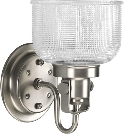 Progress Lighting P2989-81 Archie Collection Clear Double Prismatic Glass Coastal Bath Vanity, 1-Light, Antique Nickel