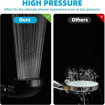 Marbrasse High Pressure Shower Head, 3-Settings Handheld Showerhead with ON/Off Full Shutoff Push Button and Switch to Control Flow, Angle-Adjustable Water Saving(Matte Black, 2Pack)