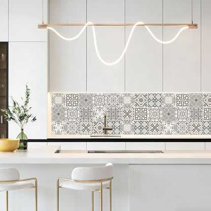 24 PCS Bohemian Floral PVC Peel and Stick Tile Stickers | for Kitchen Bathroom RV, Waterproof Self-Adhesive Removable Backsplash Decals, Easy DIY Upgrade, Smooth Surfaces, 7.87x7.87in