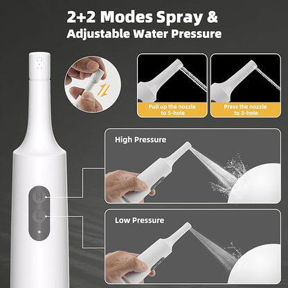 Hibbent 2 Pack Portable Bidet for Travel, High Pressure Electric Handheld Bidet Sprayer, 350-550ML Expandable Bottle for Personal Hygiene, USB-C Rechargeable for Women & Men, Pure White
