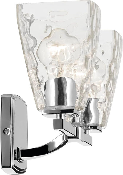 Kichler Marant 14.25" 2-Light Vanity Light with Clear Water Glass in Chrome, for Bathroom, Powder Room, Over a Mirror, (14.25" W x 9.5" H), 55215CHWTR