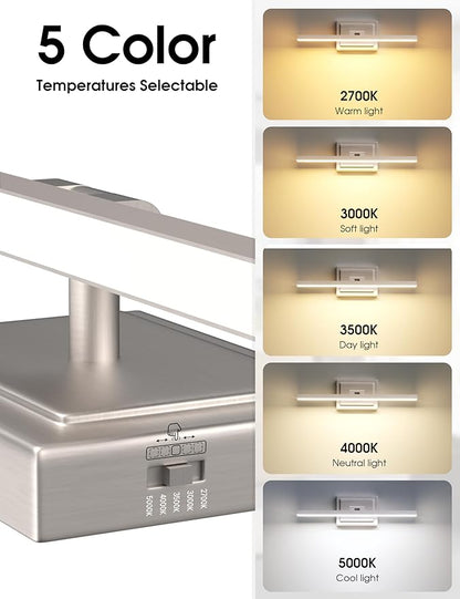 VOLISUN Modern Bathroom Vanity Light 24 inch, Rotatable, 14W Dimmable 5CCT Led Bathroom Light Fixture Over Mirror, Brushed Nickel Bar Vanity Light for Bathroom Mirror Restroom-ETL Certificated