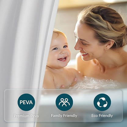 Titanker White Shower Curtain Liner, 72x65 PEVA Shower Liner Inside Shower Curtain Liner Washable Shower Curtains for Bathroom with Magnets and Rustproof Metal Grommet Holes