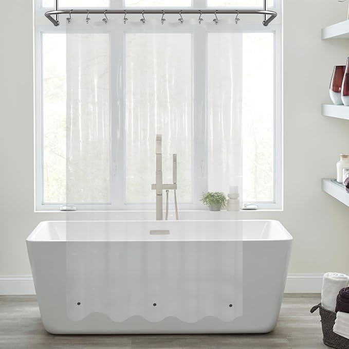 Mrs Awesome 54x72 Stall Size Shower Curtain Liner Clear | 3 Bottom Magnets,10 Rustproof Grommets,Water Proof Lightweight PEVA,54W x 72H for Small Bathroom or Shower Stall