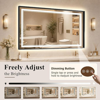 30"x48" LED Bathroom Mirror with Lights, Backlit + Front Lit, Anti-Fog | Lighted Bathroom Mirror with One-Piece Aluminum Alloy Frame, HD Shatterproof Tempered Glass, Dimmable, Memory Function