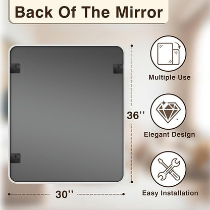 Vanity Bathroom Mirror, 36”x30” Silver Bathroom Mirror for Over Sink | HD Tempered Glass, Anti-Rust Frame, Vertical or Horizontal, Wall Mirrors for Bathroom Sink, Living Room, Entryway, Bedroom