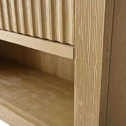 Vanity Art Vanity with Storage Cabinet & Shelves, Free-Standing Vanity with Soft-Closing Doors, Natural Oak, Golden Brushed Handware VA91-TC-NO-GB